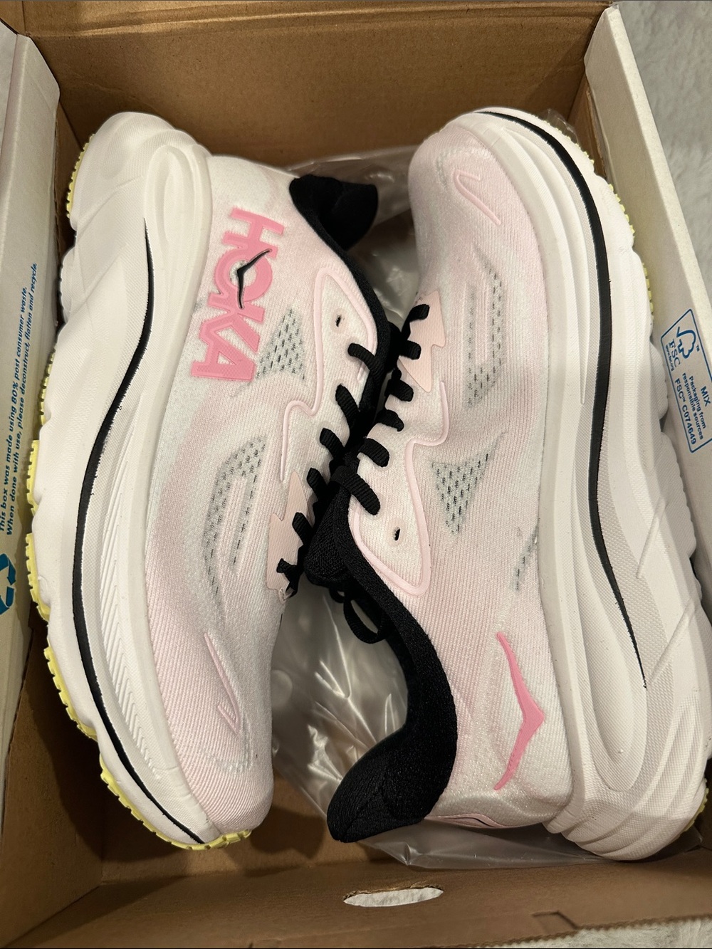 Hoka Women's Pink and White Athletic Running Shoes Clifton 10